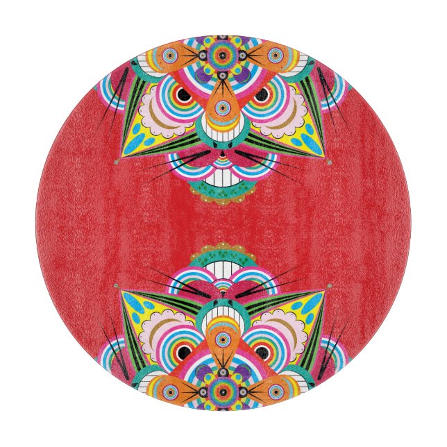 Tiger Dragon Mandala Glass Cutting Board Schneidebrett (Vorderseite)