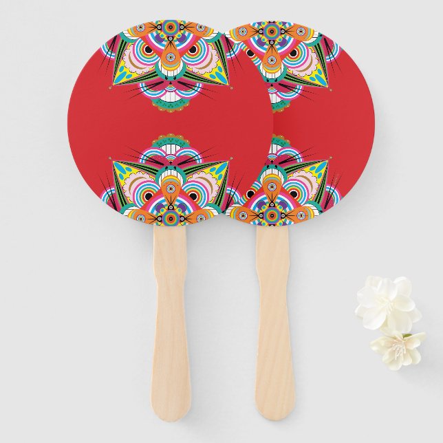 Tiger Dragon Mandala Hand Fans Fächer (Vorne und Hinten)