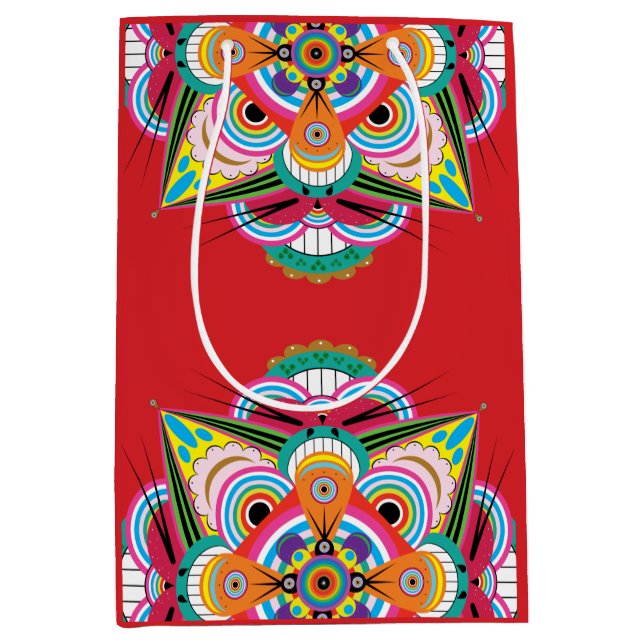 Tiger Dragon Mandala Mittlere Geschenktasche Geschenktüte (Vorderseite)