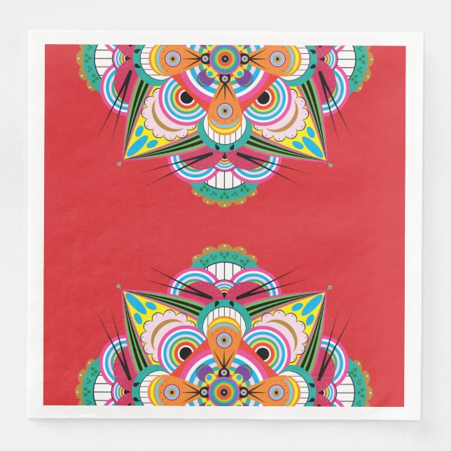 Tiger Dragon Mandala Paper Napkins Serviette (Vorderseite)