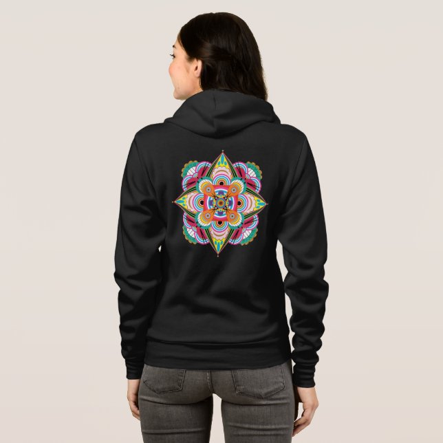 Tiger Dragon Mandala Zip Hoodie (Schwarz voll)