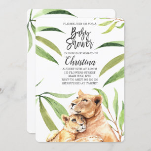Tiger Dschungel Mama & Baby Eucalyptus Baby Dusche Einladung