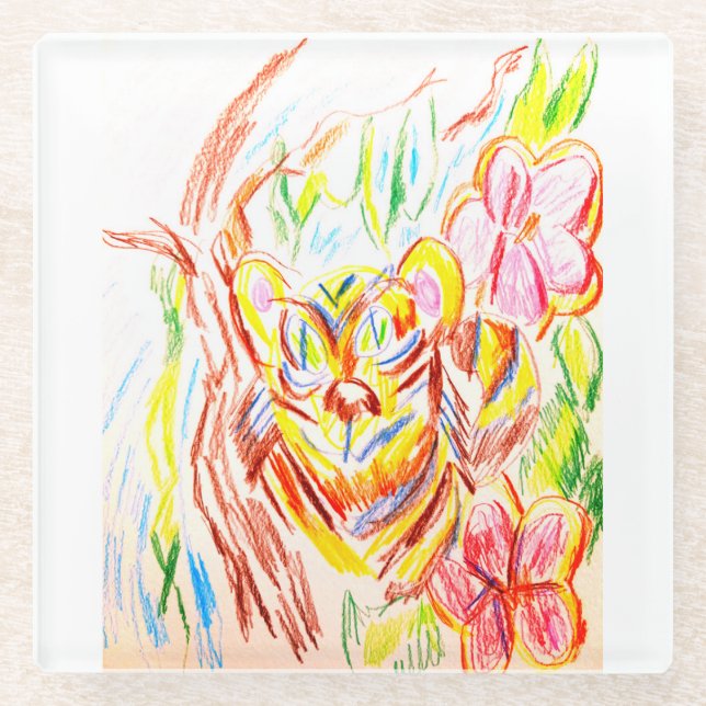 Tiger-Dschungel-Sommer Glasuntersetzer (Vorderseite)