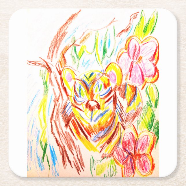 Tiger-Dschungel-Sommer Rechteckiger Pappuntersetzer (Vorderseite)