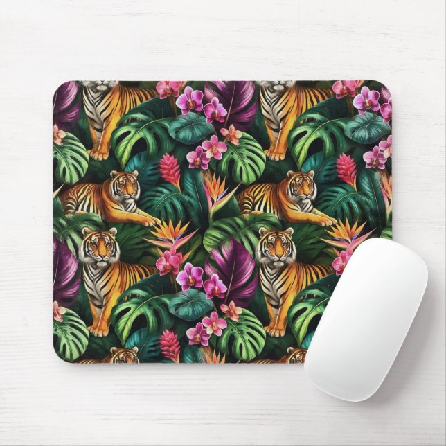 Tiger Dschungel-Träume Nahtloses Oberflächenmuster Mousepad (Mit Mouse)