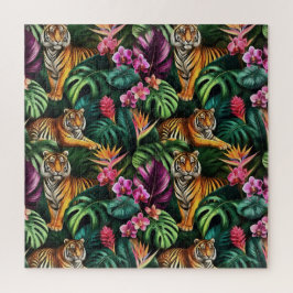 Tiger Dschungel-Träume Nahtloses Oberflächenmuster Puzzle