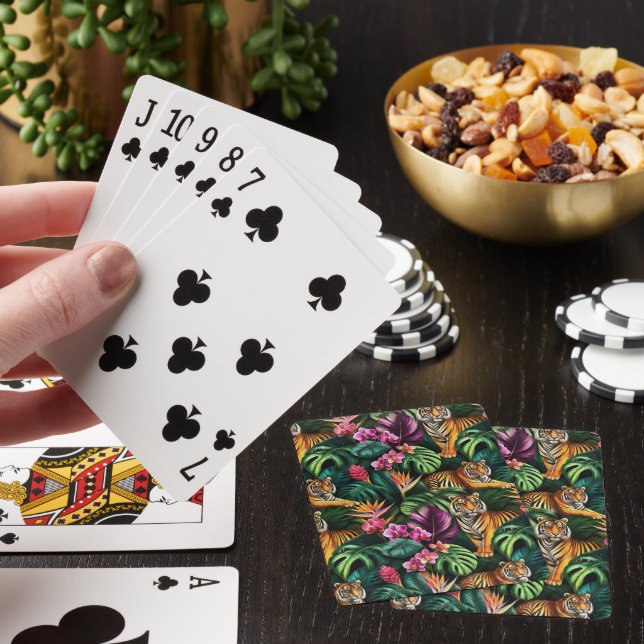 Tiger Dschungel-Träume Nahtloses Oberflächenmuster Spielkarten (In Situ)