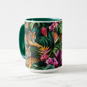 Tiger Dschungel-Träume Nahtloses Oberflächenmuster Tasse