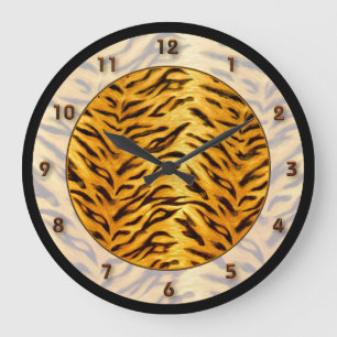 Tiger-Dschungel-Uhr Große Wanduhr