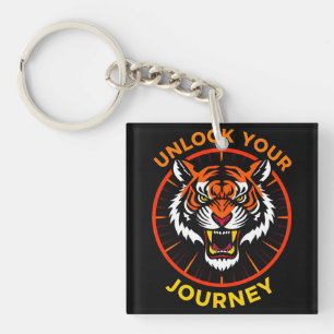 Tiger-Emblem mit motivierendem Text Schlüsselanhänger