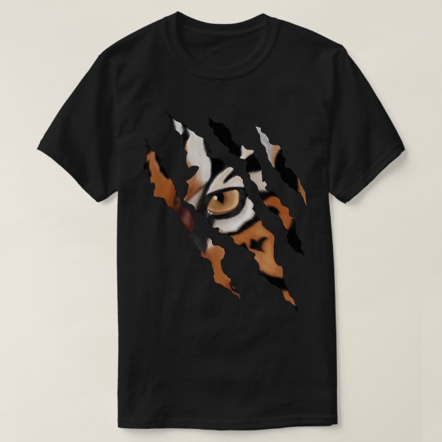 Tiger Eye Scratch Claw Design T-Shirt (Design vorne)