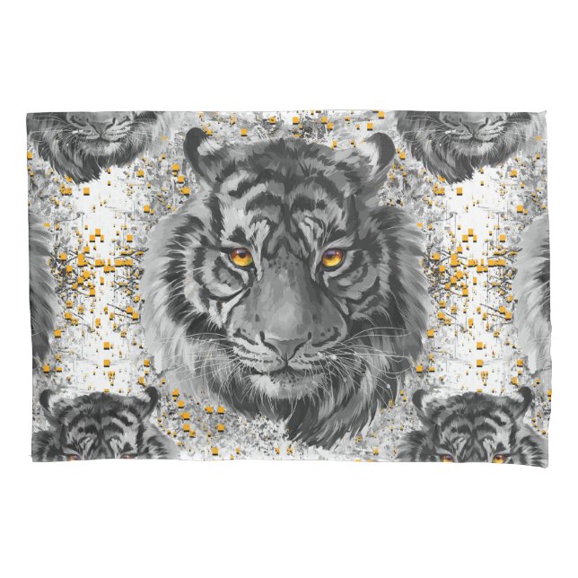Tiger Eyes - farbenfroher Tiger-Pillowcase Kissenbezug (Vorderseite)