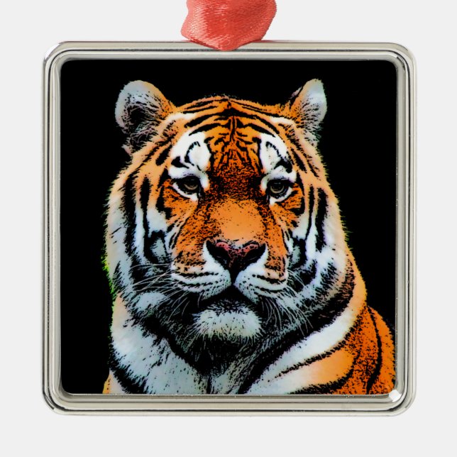 Tiger Eyes Inspiration Ornament Aus Metall (Vorne)