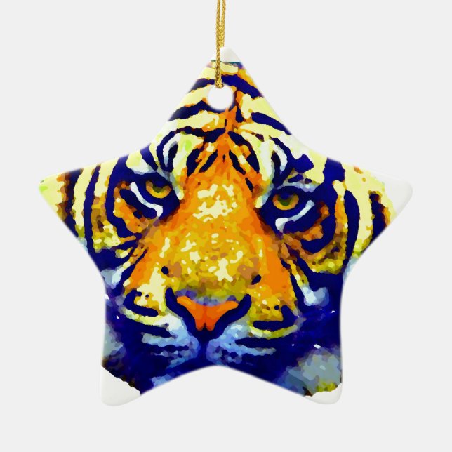 Tiger Eyes Pop Art Keramik Ornament (Vorne)
