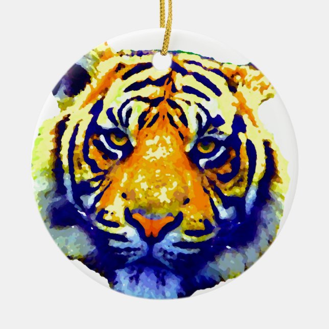 Tiger Eyes Pop Art Keramikornament (Vorne)