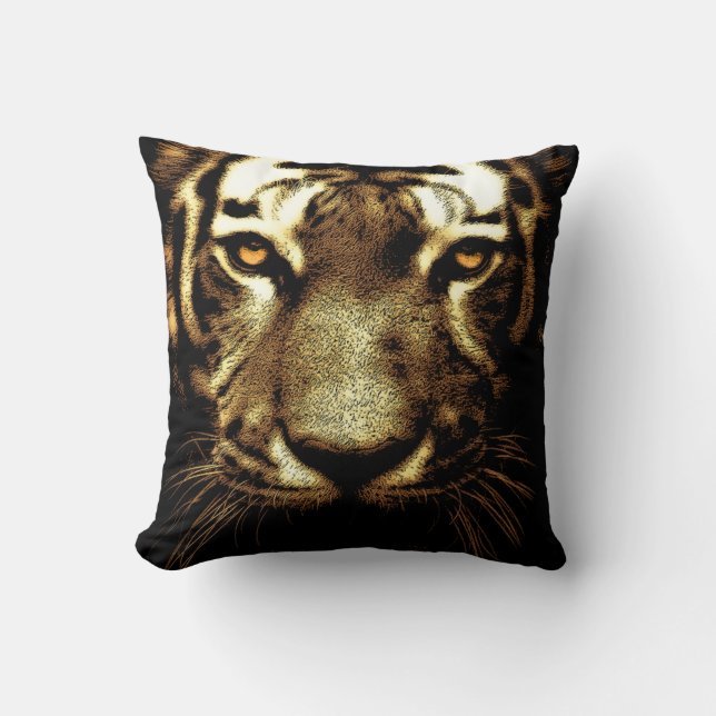 Tiger Eyes Wild Animals Polyester Throw Kissen (Vorderseite)