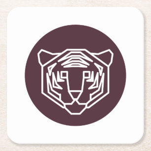 Tiger Face Abzeichen Rechteckiger Pappuntersetzer