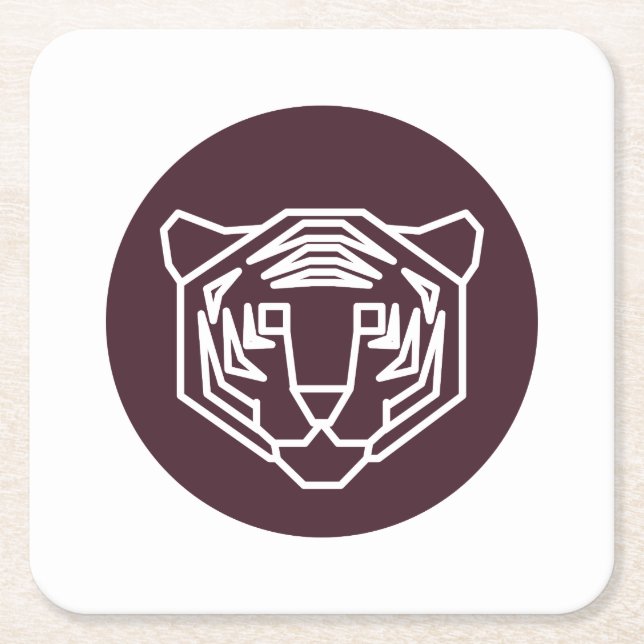 Tiger Face Abzeichen Rechteckiger Pappuntersetzer (Vorderseite)