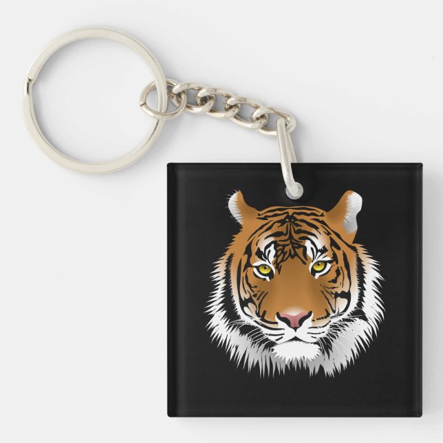 Tiger Face Acrylic Keyring Schlüsselanhänger (Vorderseite)