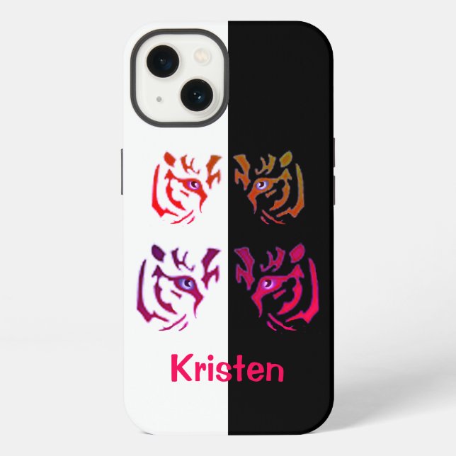 Tiger Face Black & White iPhone Hülle (Rückseite)