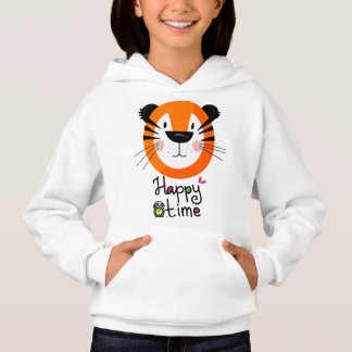 Tiger Face Design Girls, Pullover Hoodies