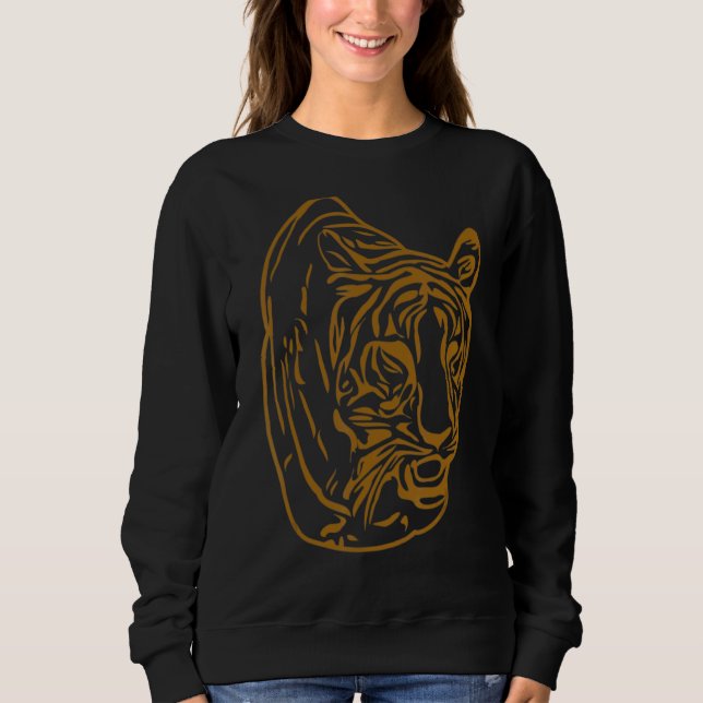 Tiger Face Head Big Cats Print Predator Motif Sweatshirt (Vorderseite)