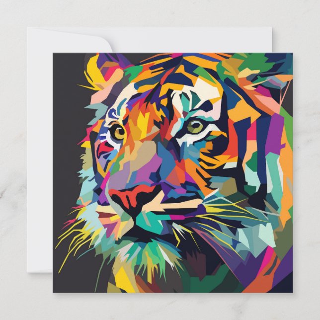 Tiger face Pop art Dankeskarte (Vorderseite)