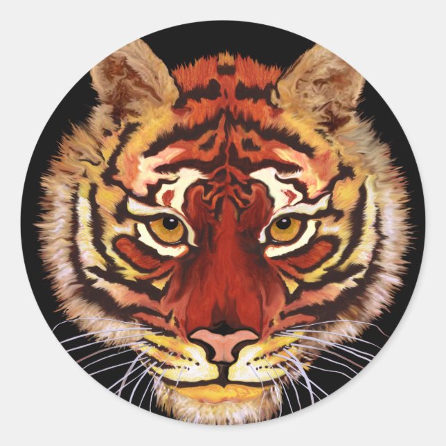 Tiger Face Runder Aufkleber (Vorderseite)