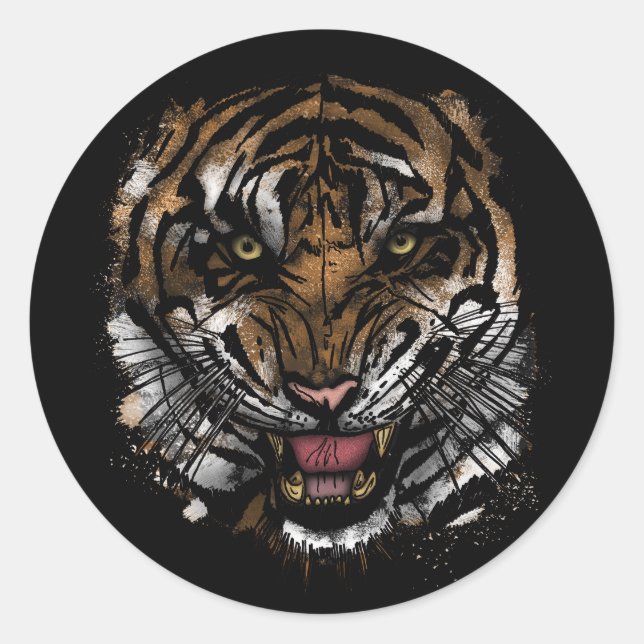 Tiger Face Runder Aufkleber (Vorderseite)