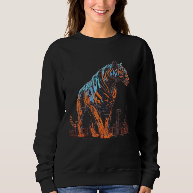 Tiger Fantasy Artwork Architektur Art Tiermodell Sweatshirt (Vorderseite)