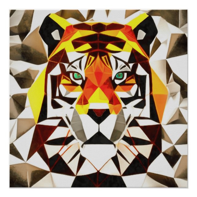 Tiger Fearful Symmetry Geometric Art Poster (Vorderseite)