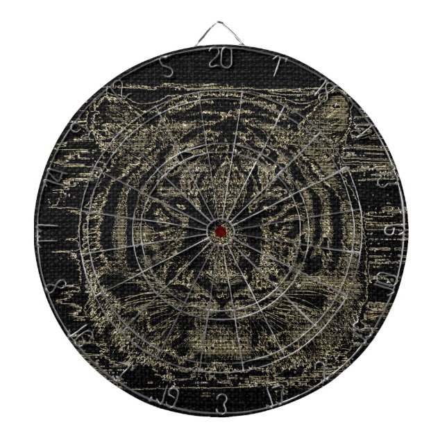 Tiger Fine Art on Burlap Rustic Jute #4 Dartscheibe (vorne)