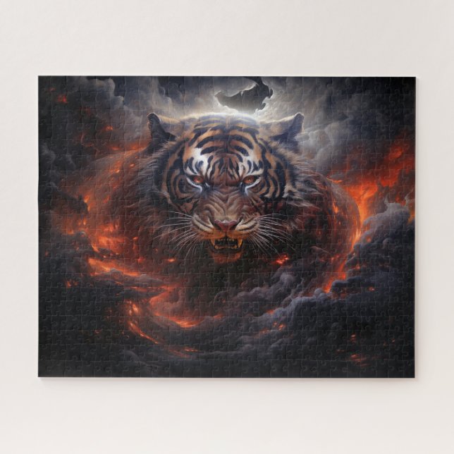 Tiger Fire Storm Surreal Fantasy Art Puzzle (Horizontal)
