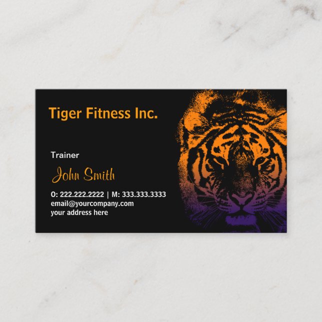 Tiger Fitness/Workout dunkle Visitenkarte (Vorderseite)
