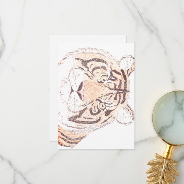 Tiger - Flat Dankeschön Karte (Vorderseite/Rückseite Beispiel)