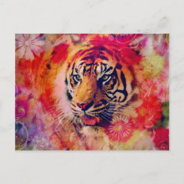 Tiger Floral Digital Art Postkarte