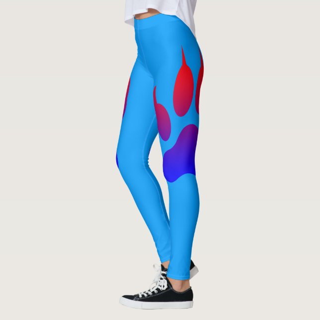 Tiger Foot Print Blue Leggings (Links)