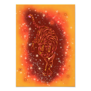 Tiger-Foto-Print läuft bei Galaxy Starry Night Fotodruck