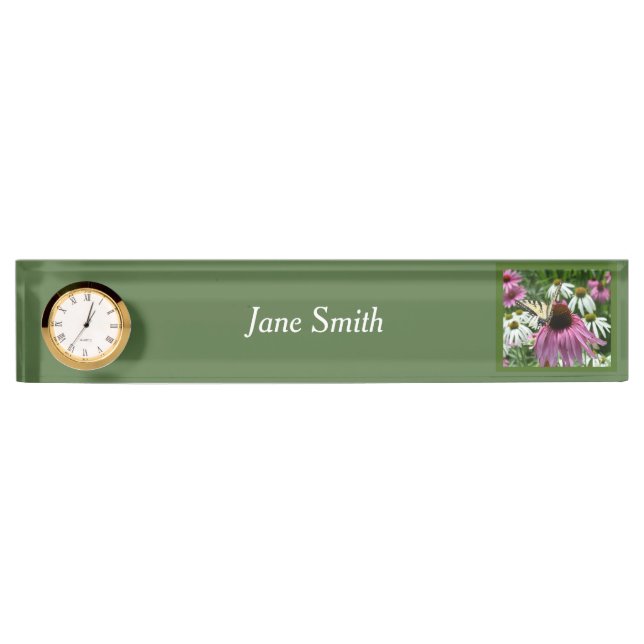 Tiger Frack Butterfly Blume Desk Namplate Namensplakette (Vorderseite)