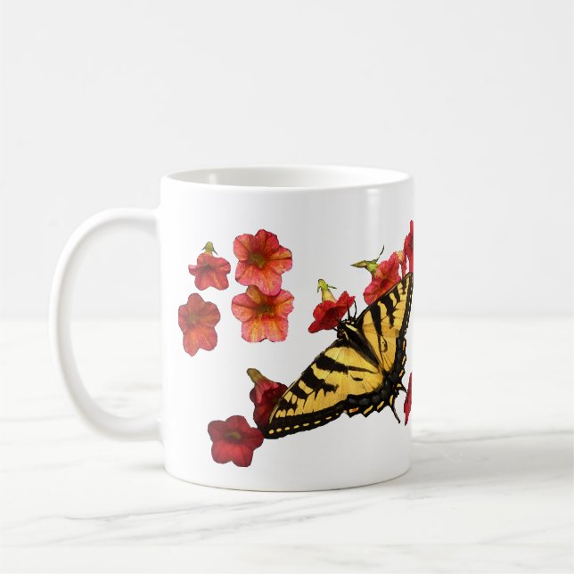 Tiger Frack Butterfly mit roten Blume Tasse (Links)