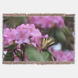 Tiger Frack Butterfly und Rosa Rhododendron Decke