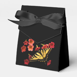 Tiger-Frack-Schmetterling auf roten Blumen Geschenkschachtel