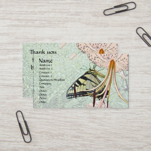 Tiger-Frack-Schmetterling auf Turks Höllenlilie Visitenkarte