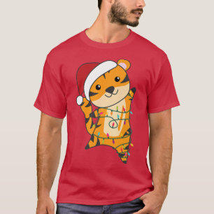 Tiger Frohe Weihnachtstiere Fairy Lights Tiger T-Shirt