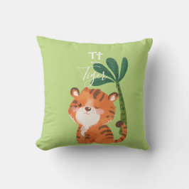 Tiger • Fügen Sie Ihren Namen Cute Alphabet Monogr Kissen