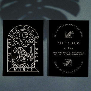 Tiger Funny Back Hurty 30. Geburtstag Einladung