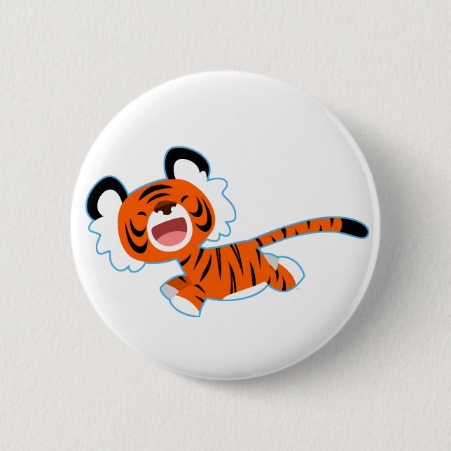 Tiger für den niedlichen Cartoon im Run Button-Abz Button (Vorderseite)