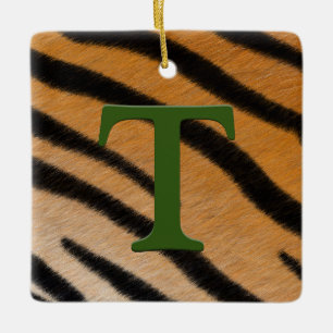 Tiger Fur Personalisierte Monogram & Message Kids Keramikornament