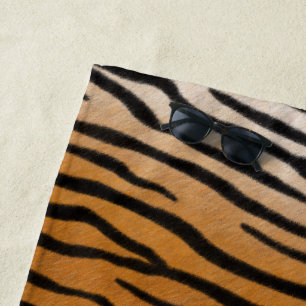 Tiger Fur Realistisches Animal Print Graues Monogr Strandtuch