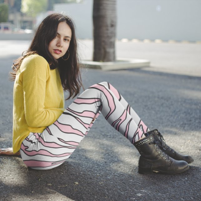 Tiger für weiße und rosa Tiere Streifen Leggings (Von Creator hochgeladen)